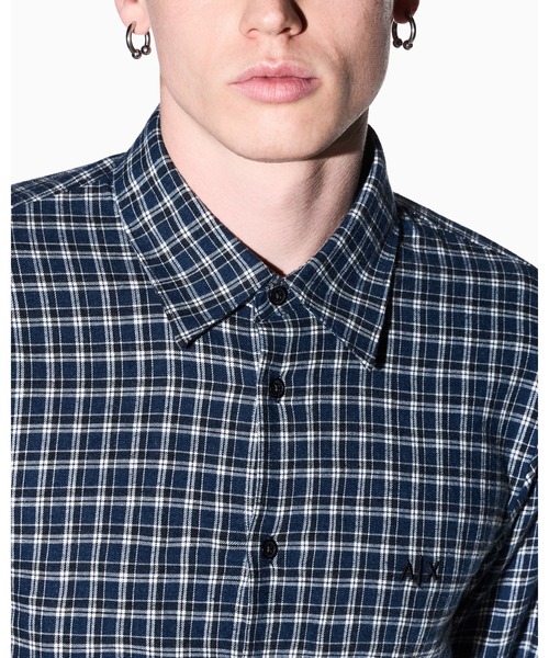 ARMANI EXCHANGE(アルマーニエクスチェンジ)の「【A|X アルマーニ エクスチェンジ】マイクロチェック レギュラーフィット シャツ/REGULAR(シャツ/ブラウス・メンズ・ブルー・LARGE)」の4枚目の写真