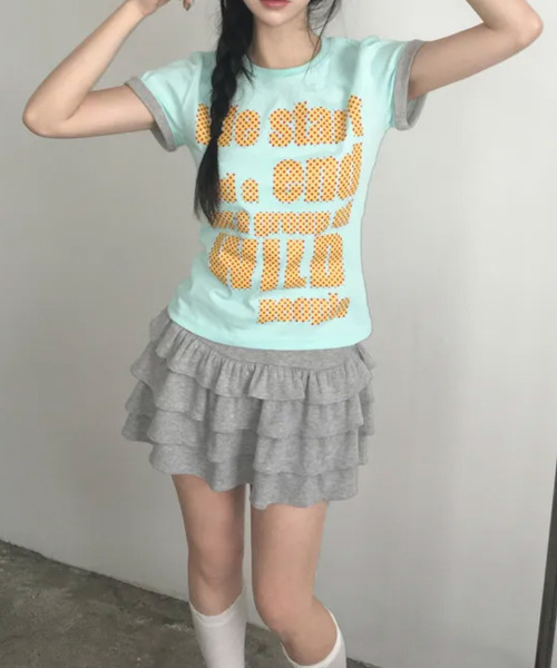 VIVID LADY(ビビッドレディー)の「ドットロゴプリント ロールアップ半袖Tシャツ(Tシャツ/カットソー・レディース・ブラック/ミント/ホワイト/イエロー/パープル・FREE)」の20枚目の写真