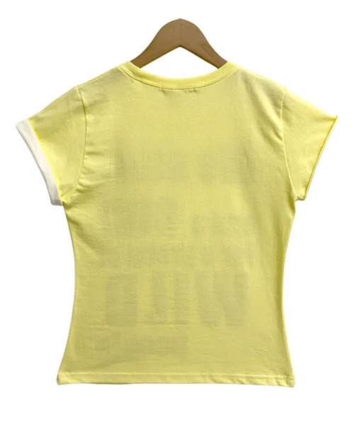 VIVID LADY(ビビッドレディー)の「ドットロゴプリント ロールアップ半袖Tシャツ(Tシャツ/カットソー・レディース・ブラック/ミント/ホワイト/イエロー/パープル・FREE)」の9枚目の写真
