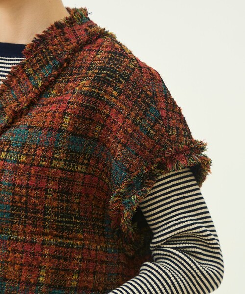 MACPHEE(マカフィー)の「ジャカード フレンチスリーブジャケット(ノーカラージャケット・レディース・レッド系その他2・36)」の10枚目の写真