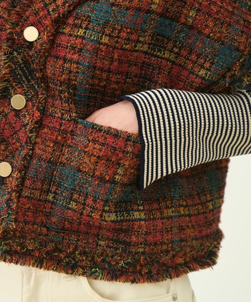 MACPHEE(マカフィー)の「ジャカード フレンチスリーブジャケット(ノーカラージャケット・レディース・レッド系その他2・36)」の11枚目の写真