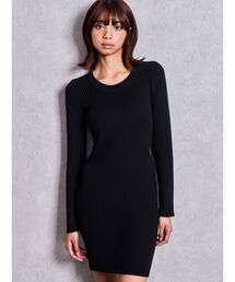LONG SLEEVE SIDE OPENニットミニワンピース