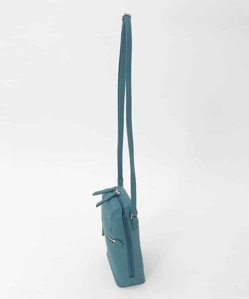 MK MICHEL KLEIN（エムケーミッシェルクラン）の「[300g以下の軽量]牛革ラウンドジップショルダーバッグ（ショルダーバッグ・レディース・ターコイズブルー/モカ/アイボリー/ブラック・00）」の5枚目の写真