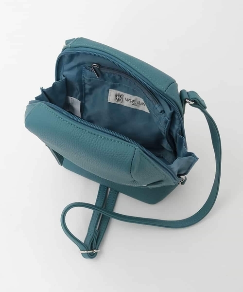 MK MICHEL KLEIN（エムケーミッシェルクラン）の「[300g以下の軽量]牛革ラウンドジップショルダーバッグ（ショルダーバッグ・レディース・ターコイズブルー/モカ/アイボリー/ブラック・00）」の12枚目の写真