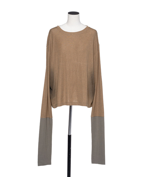 muller of yoshiokubo(ミュラーオブヨシオクボ)の「muller of yoshiokubo ミュラーオブヨシオクボ / GRADATION OVERSIZE TOP グラデーションオーバーサイズトップス / MLF26102(Tシャツ/カットソー・レディース・ブラウン/グリーン/ネイビー・FREE)」の2枚目の写真