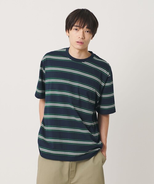 NICE WEATHER(ナイスウェザー)の「<NICE WEATHER>ボーダーショートスリーブ Tシャツ(Tシャツ/カットソー・メンズ・ネイビー/ダークグレー・M/XS/L/S)」の4枚目の写真