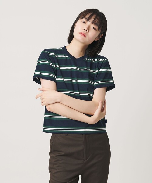 NICE WEATHER(ナイスウェザー)の「<NICE WEATHER>ボーダーショートスリーブ Tシャツ(Tシャツ/カットソー・メンズ・ネイビー/ダークグレー・M/XS/L/S)」の7枚目の写真