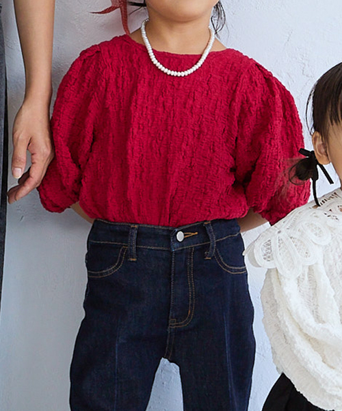 IENA ENFANT（イエナアンファン）の「シャーリングパフスリーブカットソー kids（Tシャツ/カットソー・キッズ・レッド/ホワイト/ブラック・SMALL/MEDIUM/X-LARGE/LARGE）」の3枚目の写真