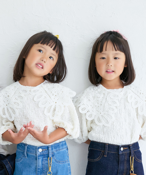IENA ENFANT（イエナアンファン）の「シャーリングパフスリーブカットソー kids（Tシャツ/カットソー・キッズ・レッド/ホワイト/ブラック・SMALL/MEDIUM/X-LARGE/LARGE）」の2枚目の写真