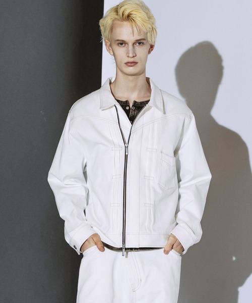 NO ID.(ノーアイディ)の「【NO ID.】Big Trucker Zip Blouson / ビッグ トラッカー ジップ ブルゾン(ブルゾン・メンズ・ホワイト/グレー/ブラック・ONE)」の4枚目の写真
