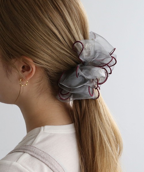 配色パイピングオーガンジーバンス/ヘアクリップ（その他ヘア