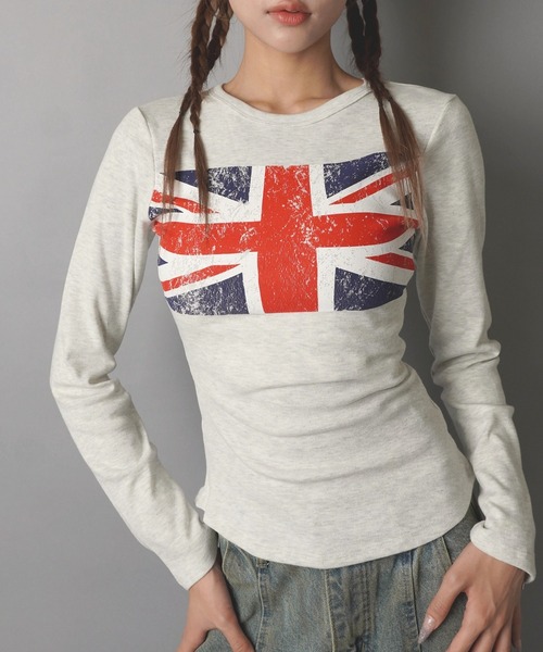 SPINNS(スピンズ)の「長袖ピタTシャツ/ユニオンジャック/ストリート女子(Tシャツ/カットソー・レディース・グレー/ネイビー/ブラック・ONESIZE)」の11枚目の写真