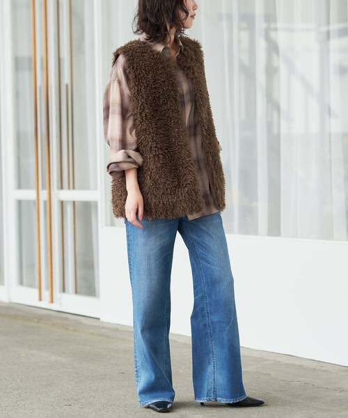 SLOBE IENA(スローブイエナ)の「《WEB限定カラーあり/追加2》ビエラチェックルーズシャツ(シャツ/ブラウス・レディース・ブラック/ネイビー/ブラウン・FREE)」の21枚目の写真