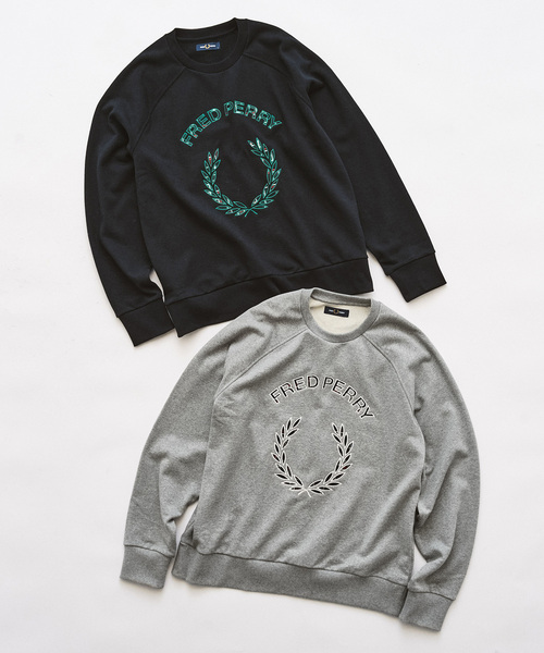 417 EDIFICE（フォーワンセブンエディフィス）の「FRED PERRY / フレッドペリー TARTAN APPLIQUE SWEATSHIRT（スウェット・メンズ・ネイビー/チャコールグレー・MEDIUM/LARGE）」の3枚目の写真