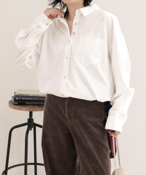 fredy emue(フレディエミュ)の「汗染み軽減加工シャツブルゾン(シャツ/ブラウス・レディース・オフホワイト/ブラウン/ブラウン系その他/ブルー系その他・38)」の7枚目の写真