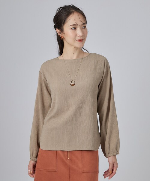 SHOO・LA・RUE(シューラルー)の「【洗濯機可/S-LL】ブラウス見え叶う。カット楊柳アソートトップス(Tシャツ/カットソー・レディース・ベビーピンク/ブラウン系/ブラック/ブラック系1・04/03/02/01)」の15枚目の写真
