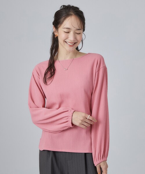 SHOO・LA・RUE(シューラルー)の「【洗濯機可/S-LL】ブラウス見え叶う。カット楊柳アソートトップス(Tシャツ/カットソー・レディース・ベビーピンク/ブラウン系/ブラック/ブラック系1・04/03/02/01)」の19枚目の写真