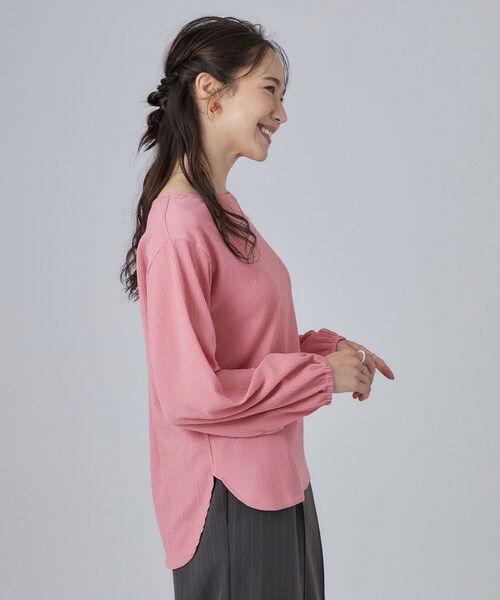 SHOO・LA・RUE(シューラルー)の「【洗濯機可/S-LL】ブラウス見え叶う。カット楊柳アソートトップス(Tシャツ/カットソー・レディース・ベビーピンク/ブラウン系/ブラック/ブラック系1・04/03/02/01)」の20枚目の写真