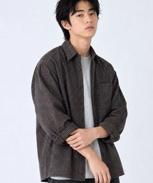 FILLIP J（フィリップジェー）の「無地・チェック柄 セミオーバーサイズ 長袖ポケットシャツ（シャツ/ブラウス）」