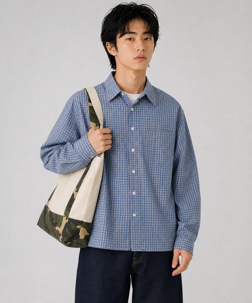 FILLIP J(フィリップジェー)の「セミオーバーサイズシャツ(Tシャツ/カットソー・メンズ・グレイッシュベージュ/ネイビー/ピンク/ブルー系その他/ダークブルー/ブルー/モカ/レッド系/ネイビー系/スカイブルー系/ダークブラウン/ベージュ/ホワイト/ブラック系1/ブラック系/ネイビー×ホワイト/ライトベージュ/ダークネイビー/ダークベージュ/チャコール/レンガ/グレイッシュブルー・LARGE/MEDIUM/X-LARGE)」の14枚目の写真