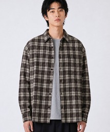 FILLIP J（フィリップジェー）の「無地・チェック柄 セミオーバーサイズ 長袖ポケットシャツ（シャツ/ブラウス）」