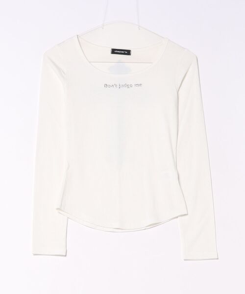 WEGO(ウィゴー)の「DISPARK/バックラメクロストップ(Tシャツ/カットソー・レディース・ホワイト/ブラック・FREE)」の1枚目の写真