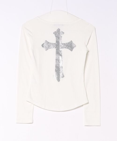 WEGO(ウィゴー)の「DISPARK/バックラメクロストップ(Tシャツ/カットソー・レディース・ホワイト/ブラック・FREE)」の3枚目の写真