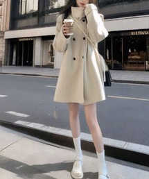 スタンドカラーダブルボタンミドルコート