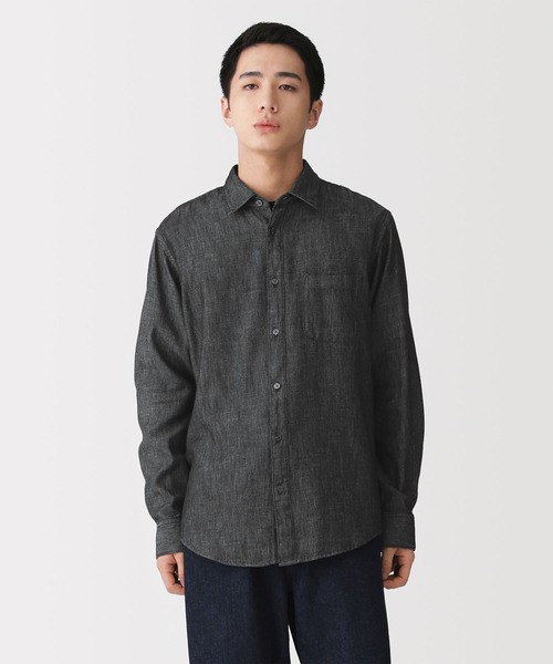 無印良品(ムジルシリョウヒン)の「紳士 デニムシャツ 黒(シャツ/ブラウス・メンズ・ブラック・XL/L/M/S)」の1枚目の写真