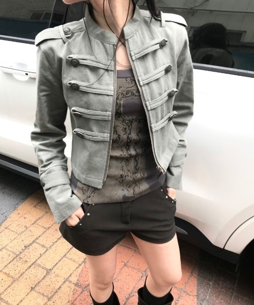 FAVORITO(ファヴォリート)の「ジップ付きスタンドカラージャケット(その他アウター・レディース・カーキ/ベージュ/ブラック・F)」の1枚目の写真