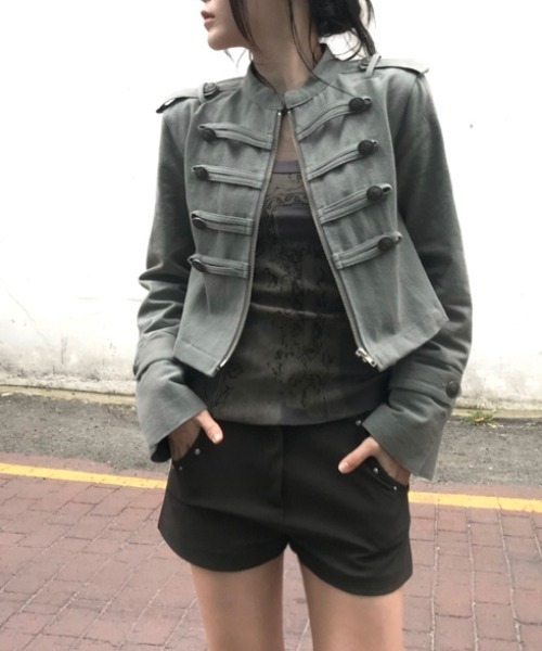 FAVORITO(ファヴォリート)の「ジップ付きスタンドカラージャケット(その他アウター・レディース・カーキ/ベージュ/ブラック・F)」の7枚目の写真