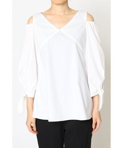 FIGARO Paris（フィガロパリ）の「肩開きVネックブラウス◆（シャツ/ブラウス・レディース・ブルー系その他/ホワイト/カーキ・38/36）」の7枚目の写真