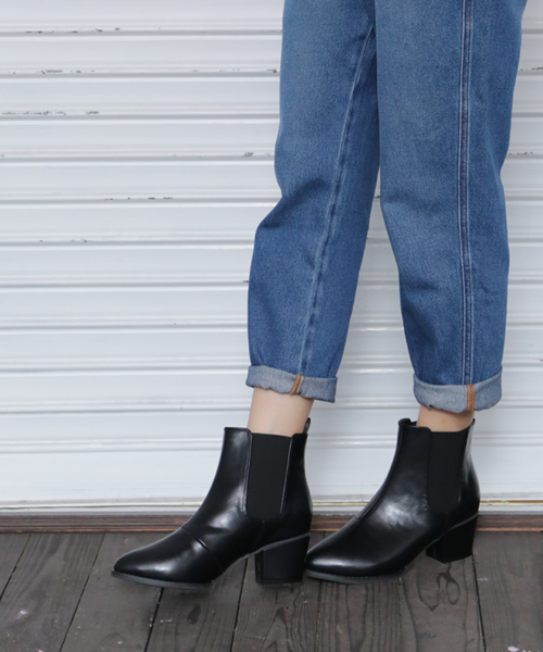 SESTO（セスト）の「チャンキーヒールのサイドゴアブーツ（ブーツ・レディース・ブラック系その他/ブラック/ブラウン系その他・3L/L/S/M/LL）」の2枚目の写真