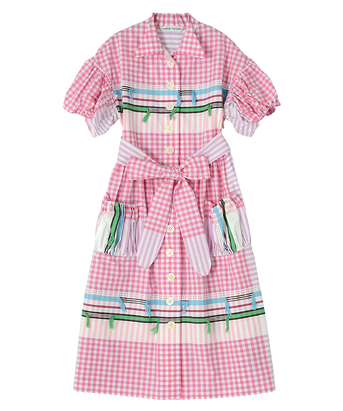 TSUMORI CHISATO（ツモリチサト）の「ﾊﾊﾞﾅﾁｪｯｸ（ワンピース・レディース・ライトパープル/ブラック・02）」の2枚目の写真