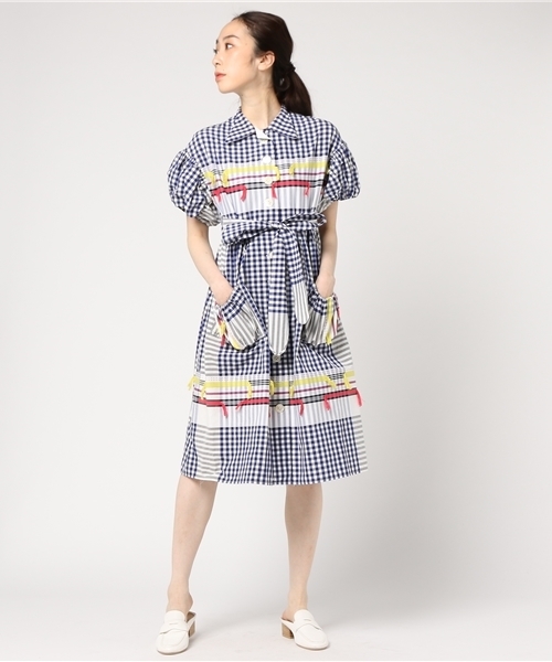 TSUMORI CHISATO（ツモリチサト）の「ﾊﾊﾞﾅﾁｪｯｸ（ワンピース・レディース・ライトパープル/ブラック・02）」の6枚目の写真