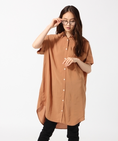 GLOBAL WORK（グローバルワーク）の「アソートシャツワンピース半袖/744791（シャツワンピース・レディース・オフホワイト/オレンジ系その他/ネイビー・LARGE/MEDIUM）」の3枚目の写真