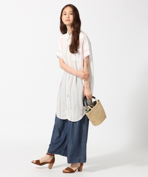 GLOBAL WORK（グローバルワーク）の「アソートシャツワンピース半袖/744791（シャツワンピース・レディース・オフホワイト/オレンジ系その他/ネイビー・LARGE/MEDIUM）」の4枚目の写真