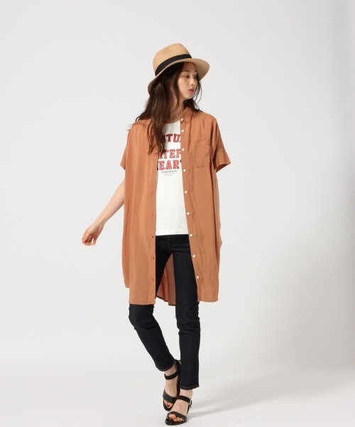 GLOBAL WORK（グローバルワーク）の「アソートシャツワンピース半袖/744791（シャツワンピース・レディース・オフホワイト/オレンジ系その他/ネイビー・LARGE/MEDIUM）」の5枚目の写真