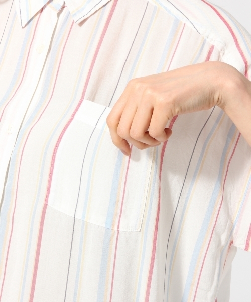 GLOBAL WORK（グローバルワーク）の「アソートシャツワンピース半袖/744791（シャツワンピース・レディース・オフホワイト/オレンジ系その他/ネイビー・LARGE/MEDIUM）」の13枚目の写真