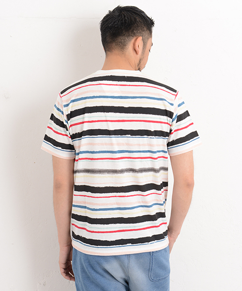 CIAOPANIC TYPY（チャオパニックティピー）の「ハンドマルチボーダーTee（Tシャツ/カットソー・メンズ・ホワイト・SMALL/LARGE/MEDIUM）」の3枚目の写真