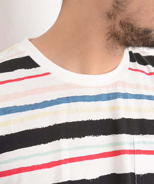 CIAOPANIC TYPY（チャオパニックティピー）の「ハンドマルチボーダーTee（Tシャツ/カットソー・メンズ・ホワイト・SMALL/LARGE/MEDIUM）」の4枚目の写真