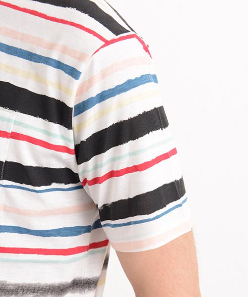 CIAOPANIC TYPY（チャオパニックティピー）の「ハンドマルチボーダーTee（Tシャツ/カットソー・メンズ・ホワイト・SMALL/LARGE/MEDIUM）」の5枚目の写真