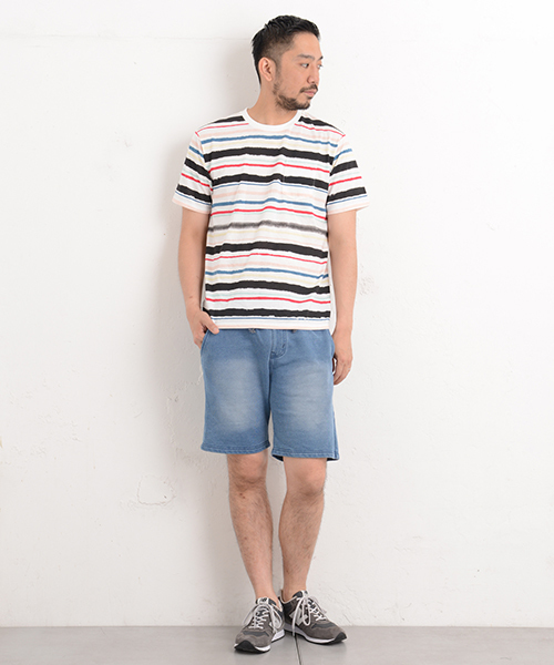 CIAOPANIC TYPY（チャオパニックティピー）の「ハンドマルチボーダーTee（Tシャツ/カットソー・メンズ・ホワイト・SMALL/LARGE/MEDIUM）」の9枚目の写真