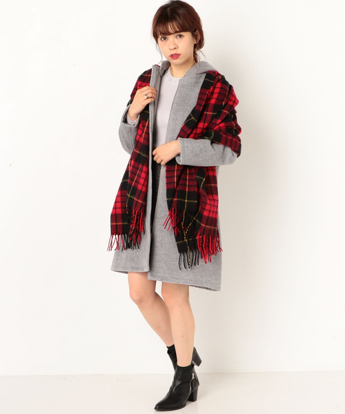 archives（アルシーヴ）の「大判チェックストール（ストール/ショール・レディース・ブラック/ベージュ/グリーン/ネイビー/ダークブルー/ピンク/レッド/ブルー/ワイン/モスグリーン・MEDIUM）」の14枚目の写真