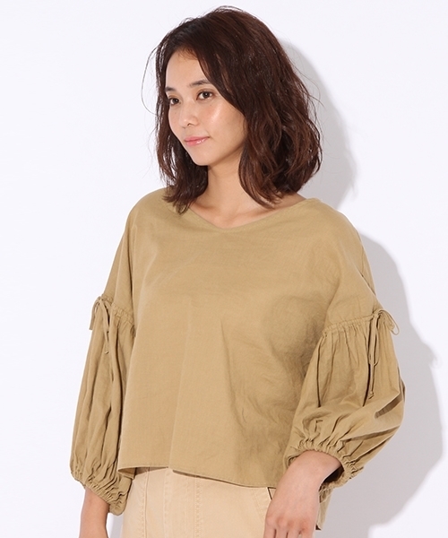 niko and...（ニコアンド）の「袖リボンブラウス（シャツ/ブラウス・レディース・ベージュ/オレンジ/チャコール・LARGE/MEDIUM）」の13枚目の写真