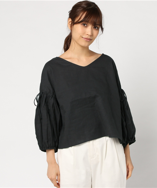 niko and...（ニコアンド）の「袖リボンブラウス（シャツ/ブラウス・レディース・ベージュ/オレンジ/チャコール・LARGE/MEDIUM）」の4枚目の写真