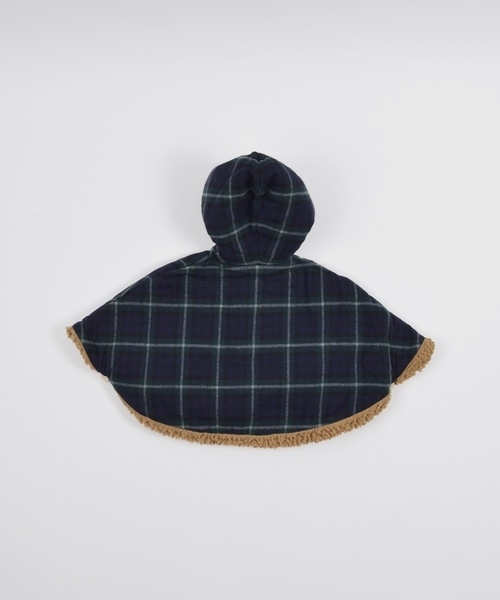 SHIPS KIDS:チェック×ボア リバーシブル マント シップス（SHIPS）⁄SHIPS KIDS:チェック×ボア リバーシブル マント