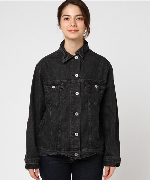 VENCEEXCHANGE（ヴァンスエクスチェンジ）の「10オンスゆるGジャン       （デニムジャケット・レディース・ブラック/ブルー・MEDIUM）」の9枚目の写真