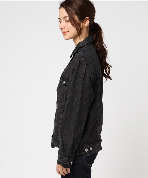 VENCEEXCHANGE（ヴァンスエクスチェンジ）の「10オンスゆるGジャン       （デニムジャケット・レディース・ブラック/ブルー・MEDIUM）」の11枚目の写真