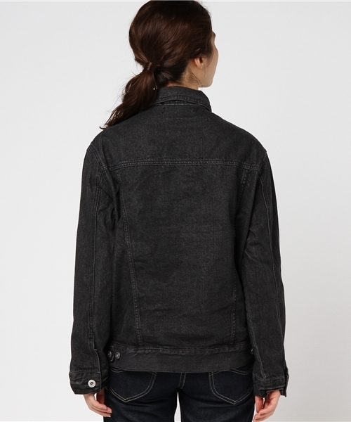 VENCEEXCHANGE（ヴァンスエクスチェンジ）の「10オンスゆるGジャン       （デニムジャケット・レディース・ブラック/ブルー・MEDIUM）」の6枚目の写真